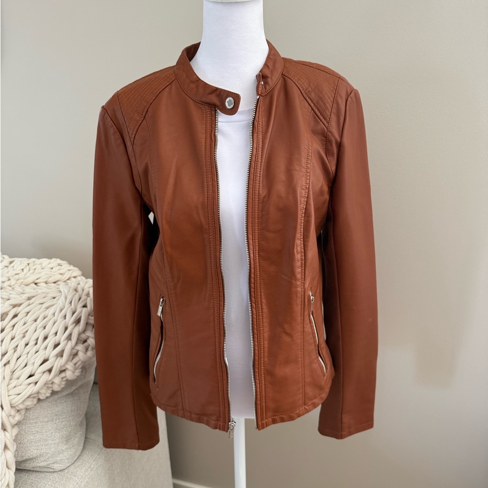 Express Women's Cognac Faux Leather Jacket